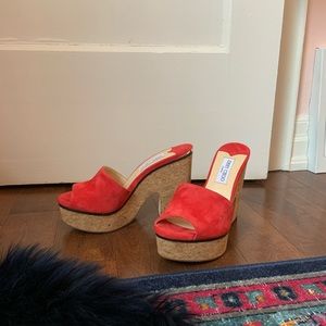 JIMMY CHOO dee dee 125 Suede Mules - RED - Size 40